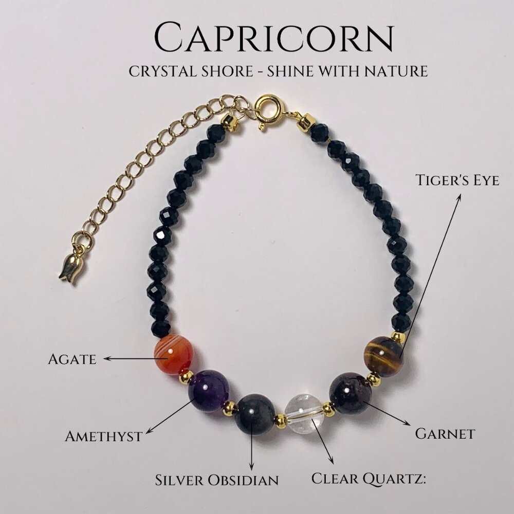 Capricorn Crystal Bracelet - Handcrafted Natural Crystal 12 Constellation series